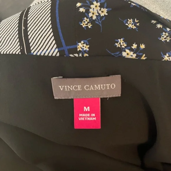 Vince Camuto Blue & White Mixed Print Wrap Blouse – Medium (NWOT) - Picture 5 of 7